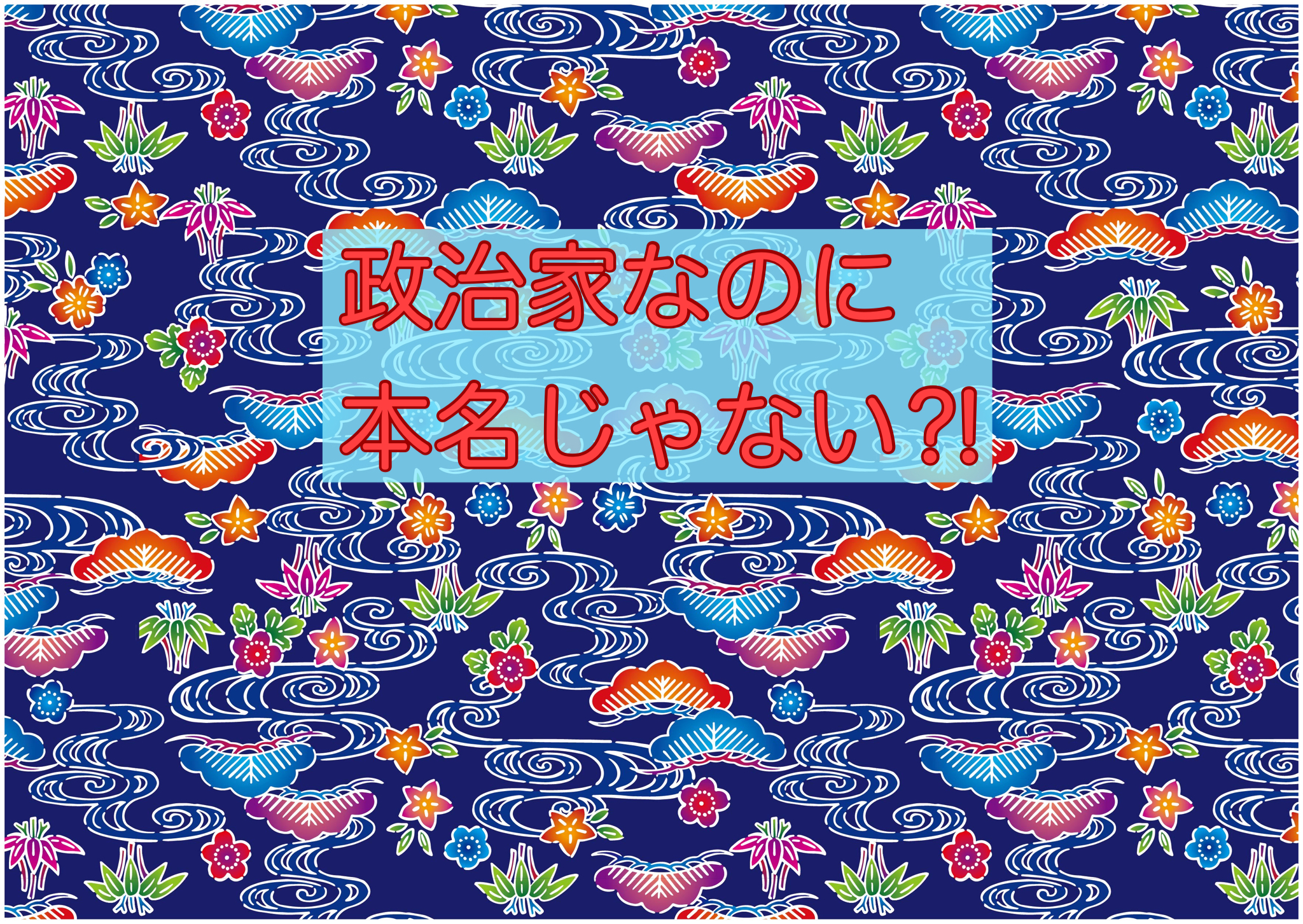 政治家なのに本名じゃない？清廉潔白のイメージに湧いた疑問を調べてみた！