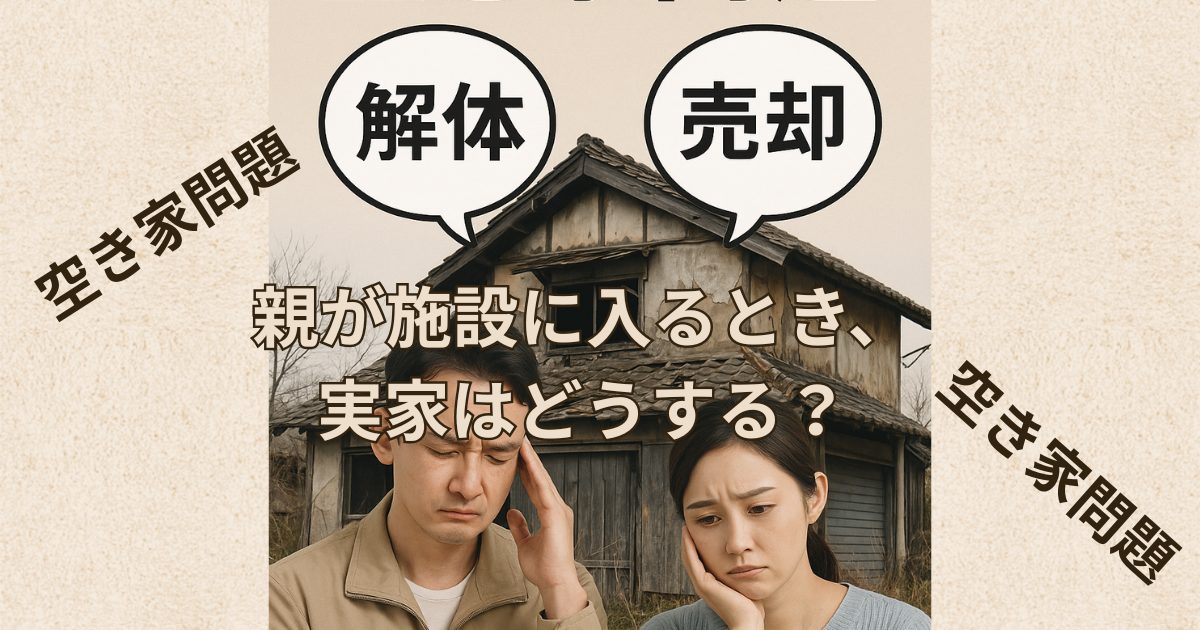 親が施設に入るとき、実家はどうする？